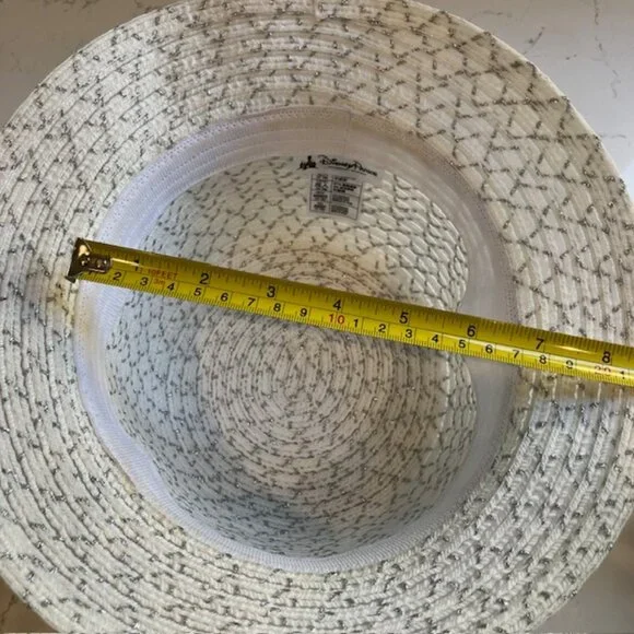 Disney Parks Mickey Mouse Straw Bucket Hat Silver/White Adult 57cm Mickey Icon - Picture 12 of 12